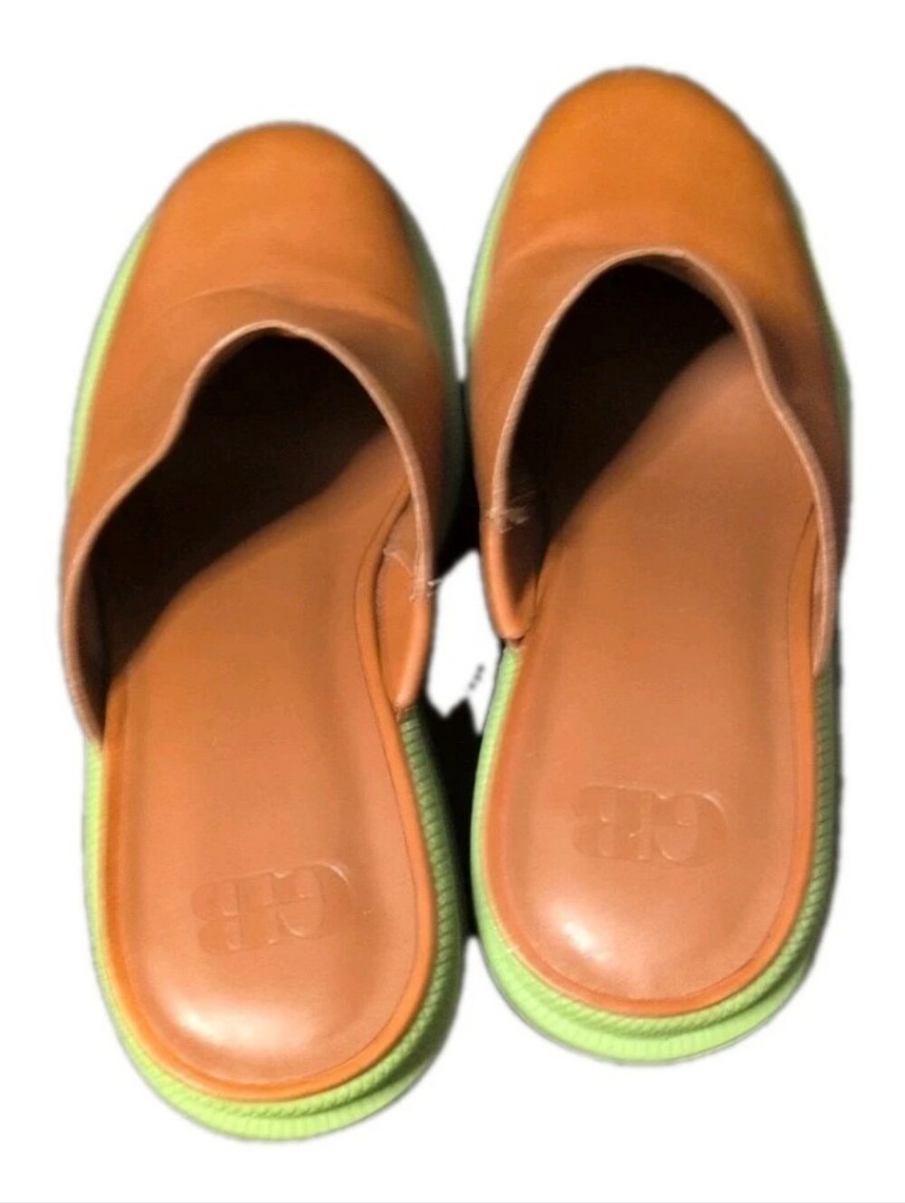 Gianni Bini Orange and Lime Green Chunky Clog Mules - Picture 6 of 8
